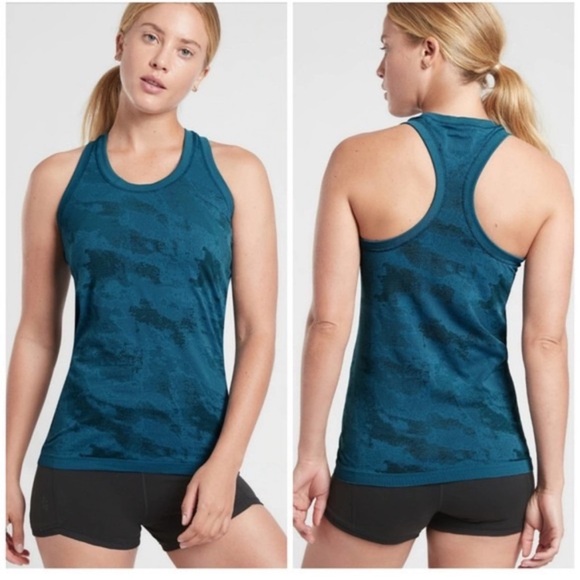 Athleta Momentum Camo Tank Dark Surf Teal Size Medium - Picture 1 of 6
